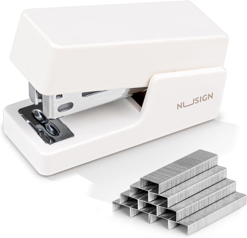 NUSIGN Mini Stapler with 830 Staples, Small Cute Desk Staplers, 25 Sheet Capacity, White - Image 1
